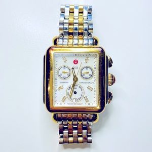 Michele Deco Two-Tone Diamond Dial Watch 33 x 35mm